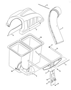 Twin Rear Bag Components Diagram and Parts List for 19A40007100 50-54-Inch Cub Cadet Lawn Tractor
